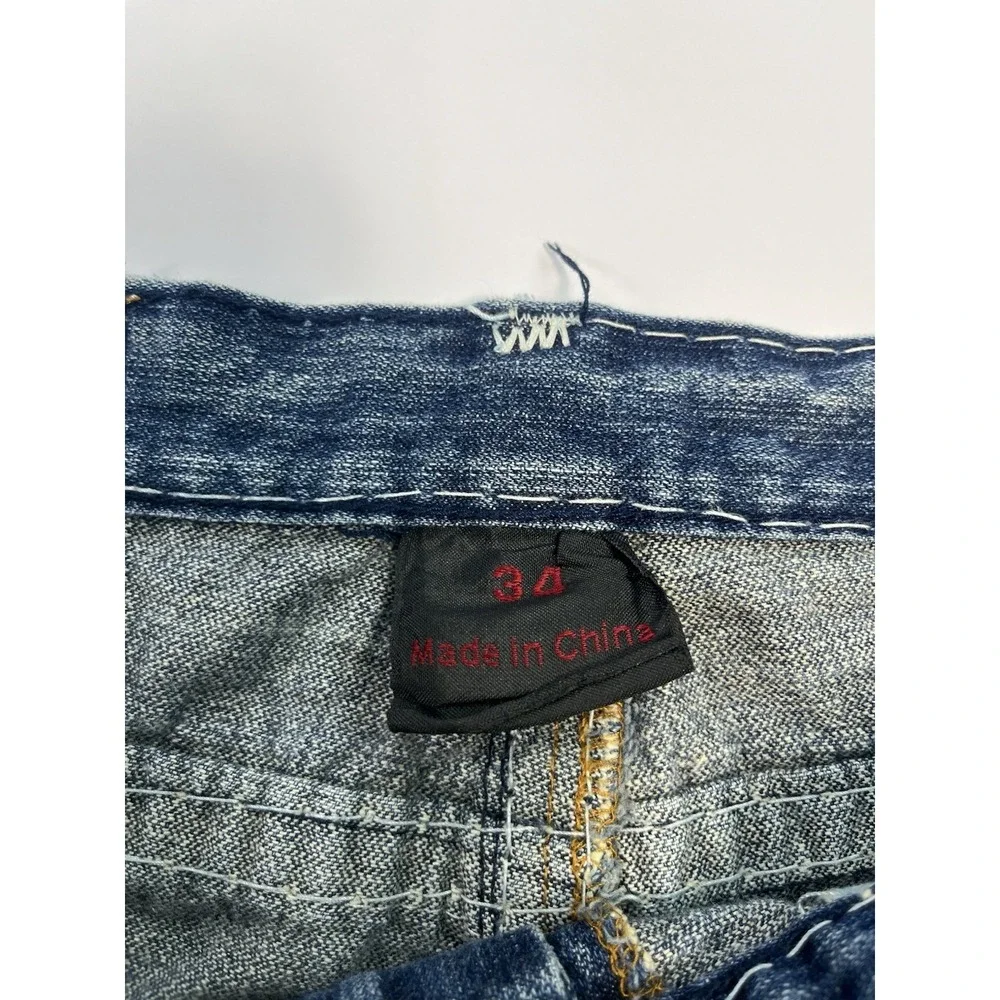 True Religion Jeans Mens 34x33 Dark Wash Denim Joey Super T Thick Stitching